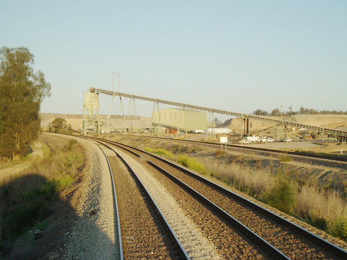 The view looking up the line across to the coal loader on the Ashton Siding.