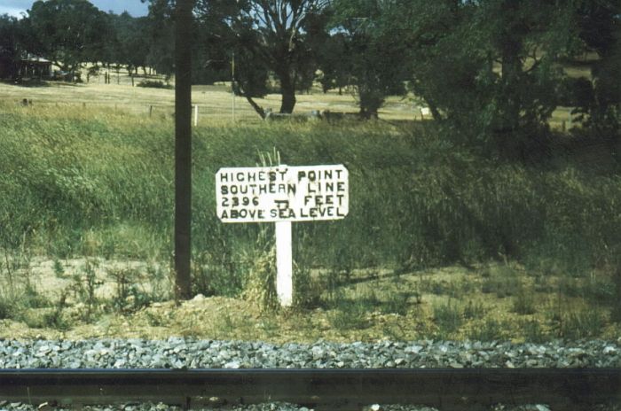 
The station was near the top of the Cullerin Range, as this sign
attests.
