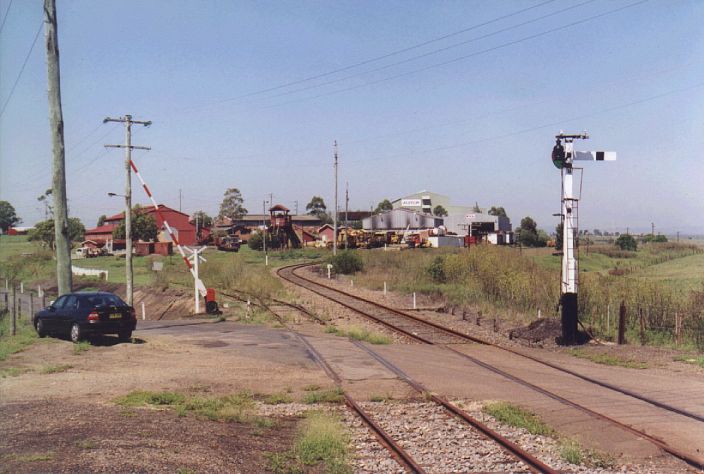 
The view down the line from the station.  The track on the left went to the
one-time locomotive servicing facilities.

