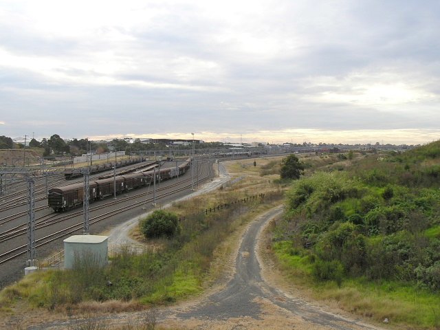 The view looking north from Punchbowl Road towards Enfield South Yard.
