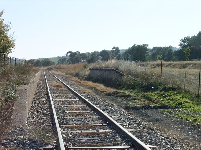 
The view looking north towards Lyndhurst showing goods bank and platform.
