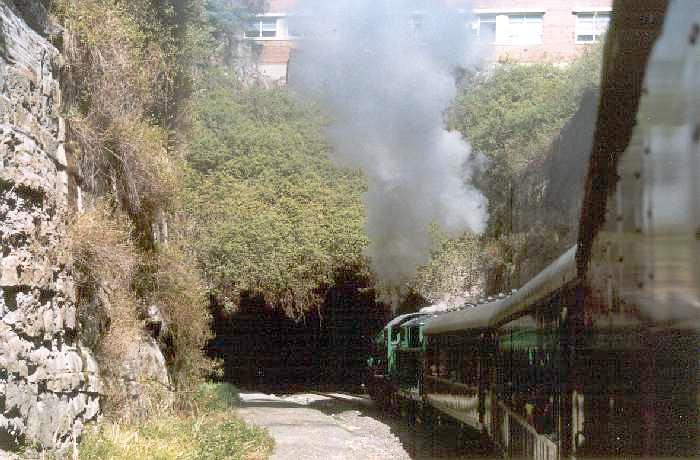 
A tour train hauled by 3642 approached the eastern portal of the tunnel.

