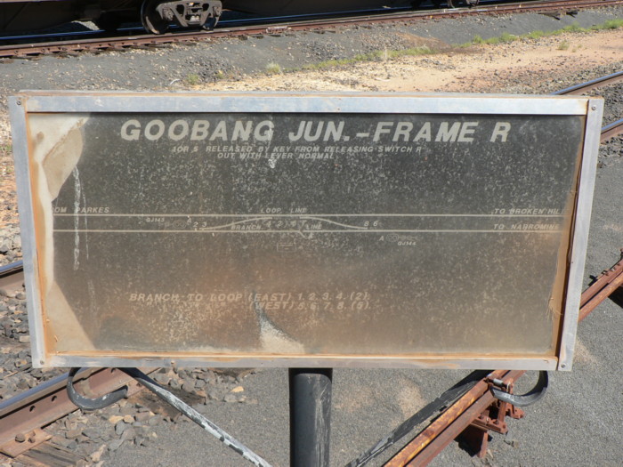 The weathered diagram at the junction of the Broken Hill and the line to Narromine.