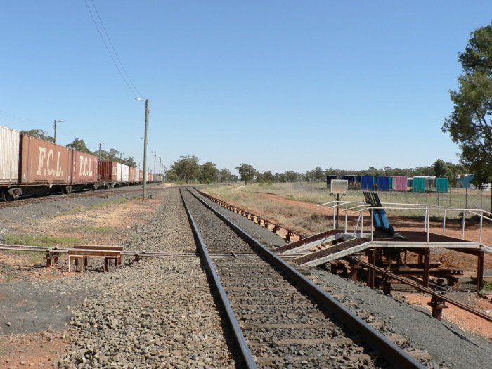 The junction ground frame, looking west. The branch line to Narromine is on the right.