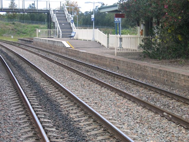
The view of the down platform, showing the modern raised section.

