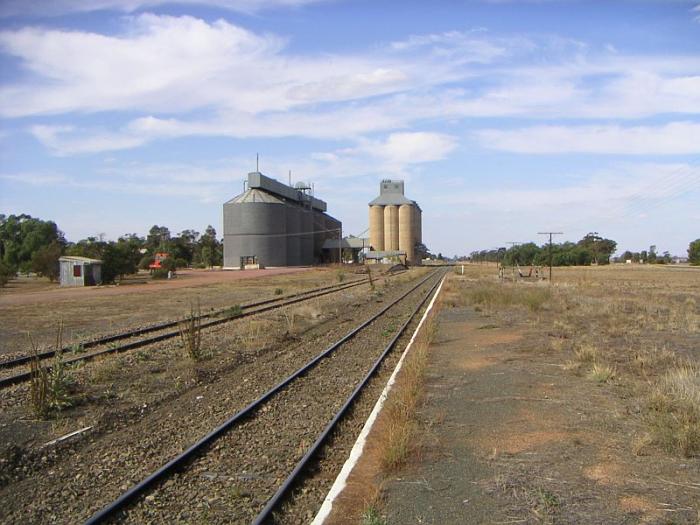 
The view looking east across the yard.  The one-time goods shed and gantry
crane were located on the left hand side of the tracks.
