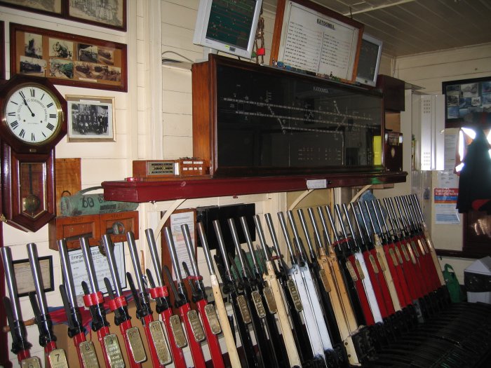 A view of the interior of the signal box.