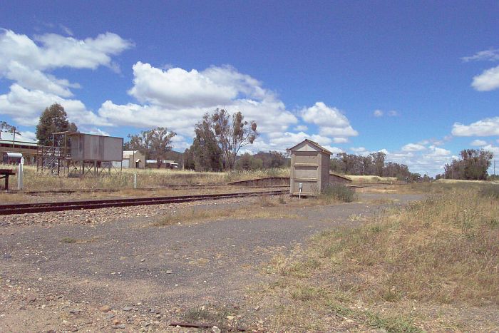 
The view looking south.  The one-time station was located directly opposite
the goods bank.

