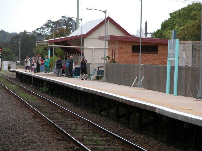 The platform at Macksville with passengers awaiting a Sydney bound XPT service.