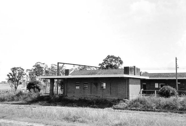 The road-side view of the former down platform building.