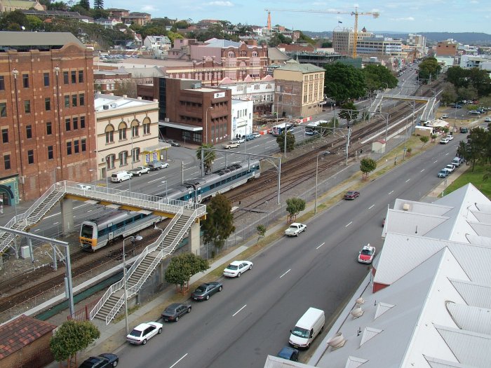 The view looking down as an Endeavour class diesel trains departs.