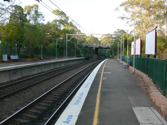 The view looking south towards the up end of the station.