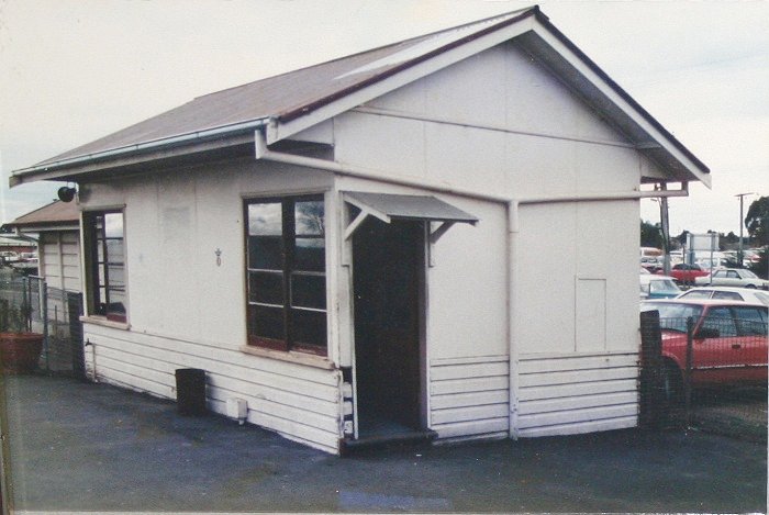 A copy of a photo of the exterior of the Signal Box at Riverstone taken in 1989. The original is in a frame in the Station Master's office at Riverstone.