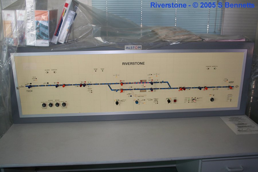 The current signalling board inside the Riverstone Box. It now sits on a desk where the old levers used to be.