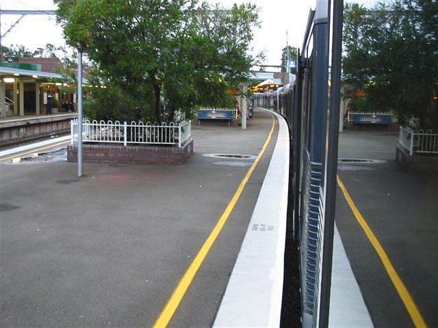 
The view from a Tangara set, looking along the platform.
