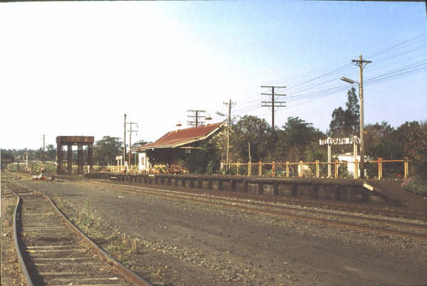 The view looking north across the yard towards the station.