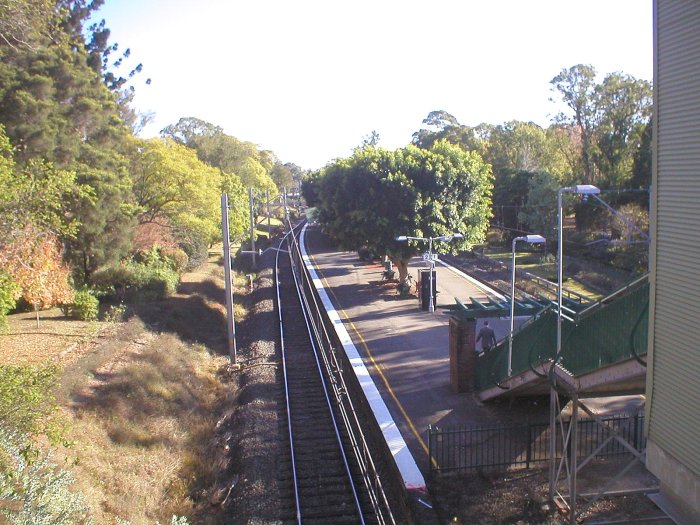 The view looking north along the down platform.