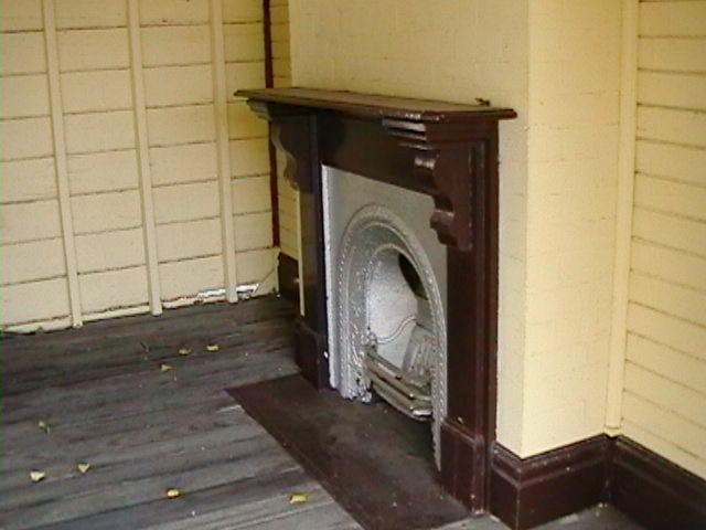 
The fireplace still remains within the waiting room.
