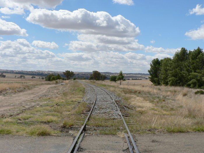 The view looking up the line. The station was located in the left foreground.
