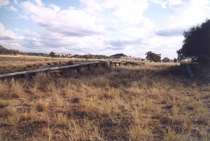 
The rotting goods loading bank (left) and passenger platform (right)
in this view looking back towards Craboon.
