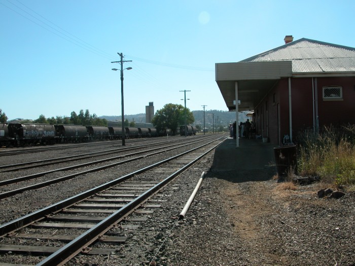 
The view along the platform. The station is now an office for track work.
