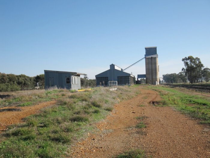 A view looking towards the silos, with the line on the right.