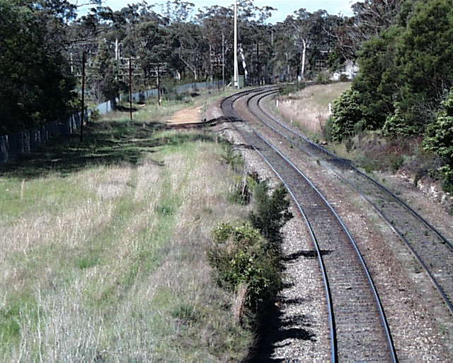 The site of the one-time station at Yanderra, looking in an up direction. It consisted of a pair of outside platforms located on the transition between the two curves.