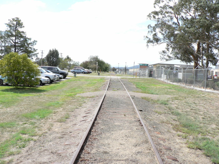 The view looking north in the vicinity of the former platform. The facility on the right is the Goulburn Training Centre.
