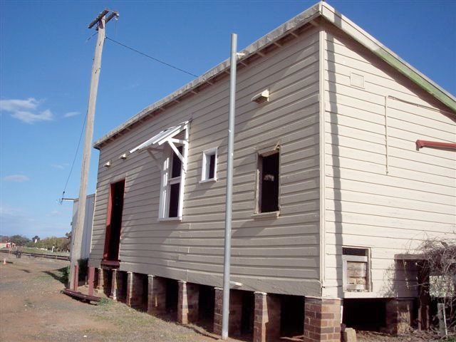 The rear of the recently repainted station building.