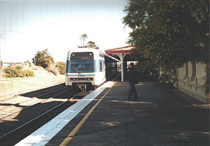 
South-bound Xplorer set headed by car 2526 is stopped briefly at the station.
