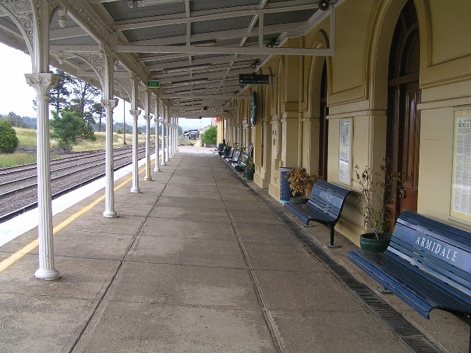 
The view looking north along covered platform area.
