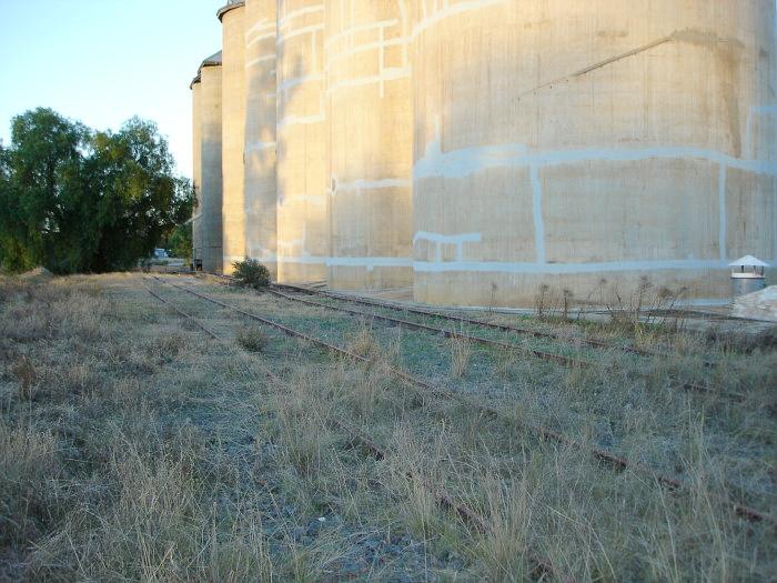 The two tracks which pass next to the large silo complex.