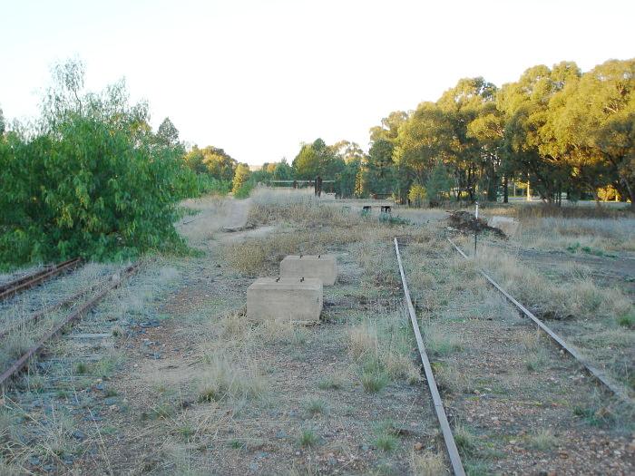 The view looking towards the station. The track on the right is the short sub extending from the goods siding.
