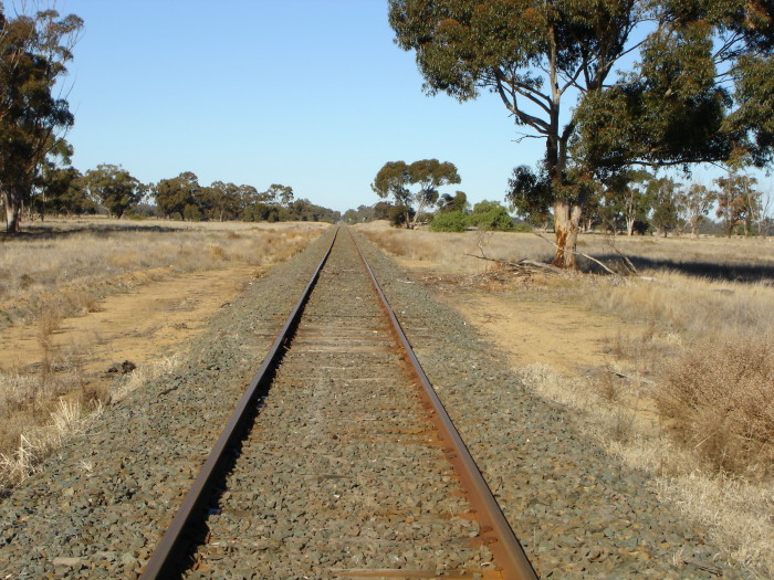 The view looking south towards Moama.  On the right were several sidings.