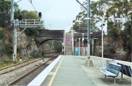 
The view looking north along the platform.  The loop siding is visible
on the left.
