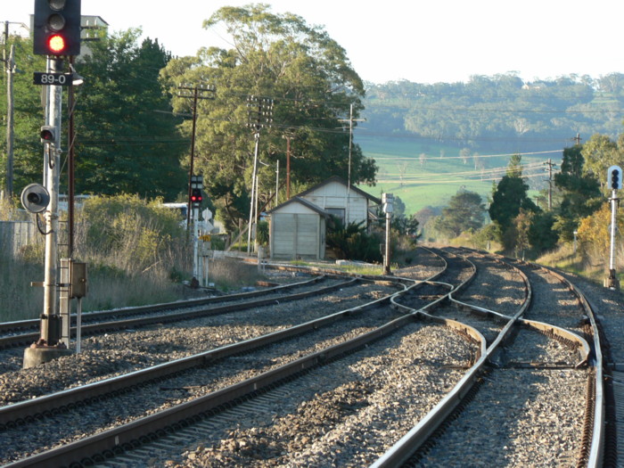 The view looking north towards the junction of the branch line to the Berrima Cement Works.