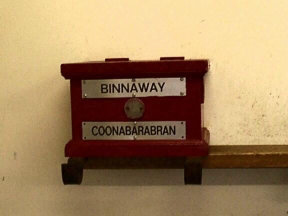 
The staff holder and ticket box for the Binnaway - Coonabarabran section
(the staff is in use).

