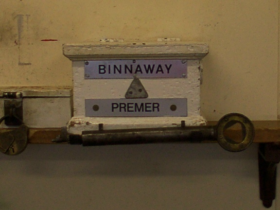 
The staff holder and ticket box for the Binnaway - Premer section
(the staff is present).
