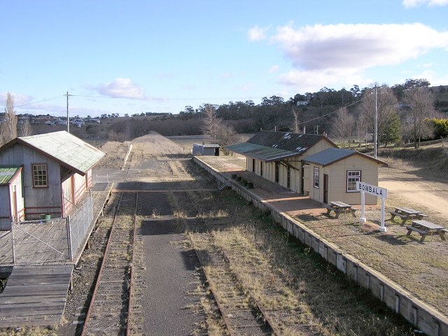 Little has changed in theis view of the goods shed, loading bank and station, since the station was closed nearly 2 decades prior.