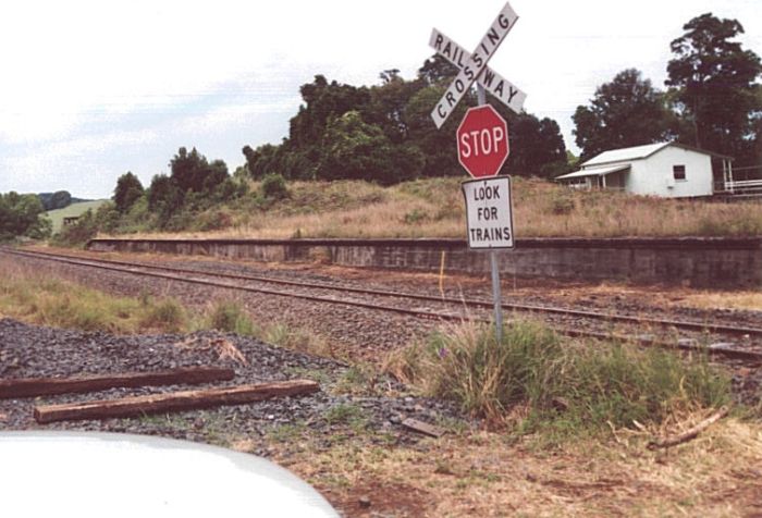 
The platform station at Booyong, where the running line has been slewed away
from the platform.
