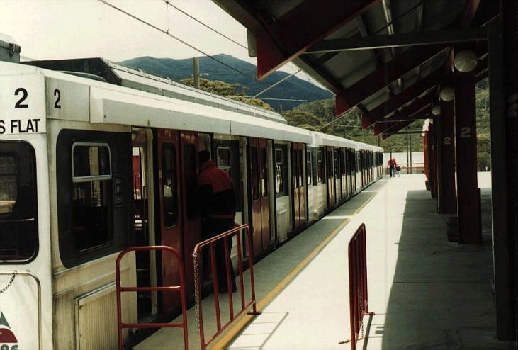 
A train in the station at Bullocks Flat.
