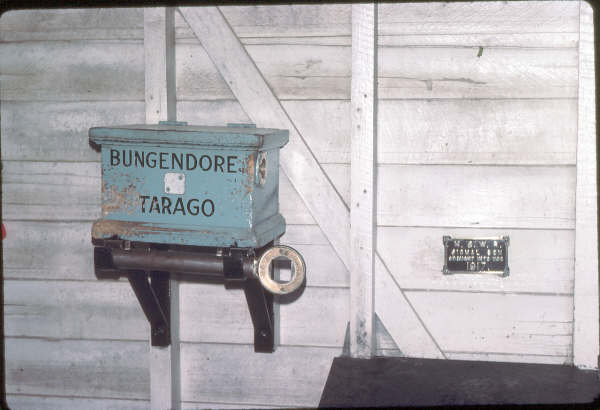The Bungendore - Tarago Staff & Ticket box. Note the signal box plate dated 1917.