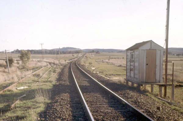 Bungendore Junction showing the track still visible to Captains Flat, but disconnected from the main line.