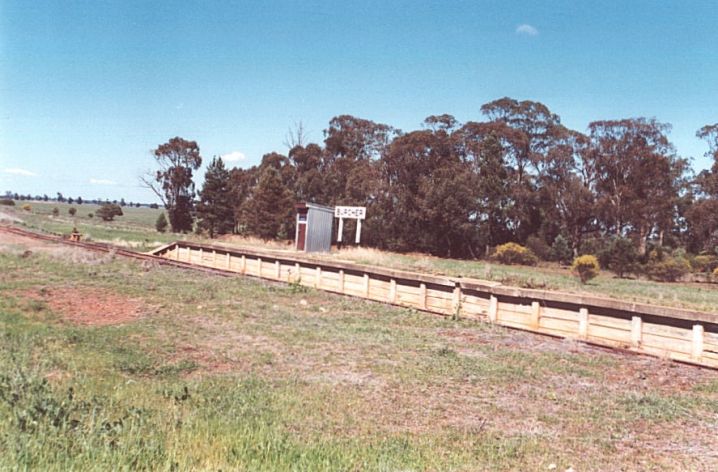 
Burcher platform and name board, with probably the world's smallest
station building!
