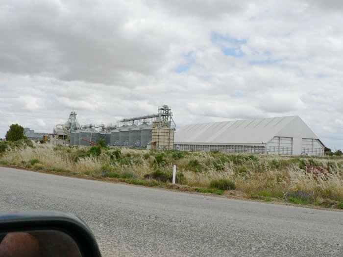 The road-side view of the silo complex at Burraboi.