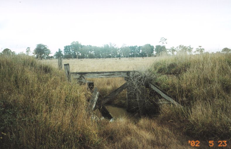 
The remains of a small bridge where the line follows the Spring Hill to
Orange road.
