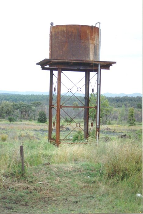 A closer view of the water tower.