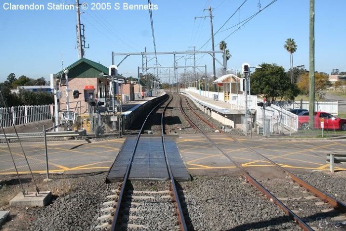 A view of the Clarendon level crossing and station looking towards Sydney.