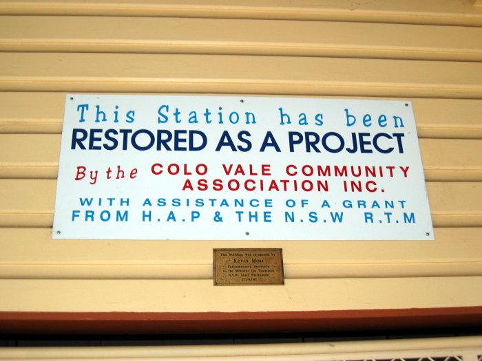 A sign describing the station's restoration.