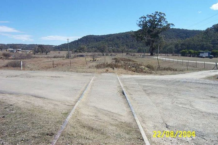 Railway tracks are still embedded in a road behind the Army Property, looking towards Marrangaroo.